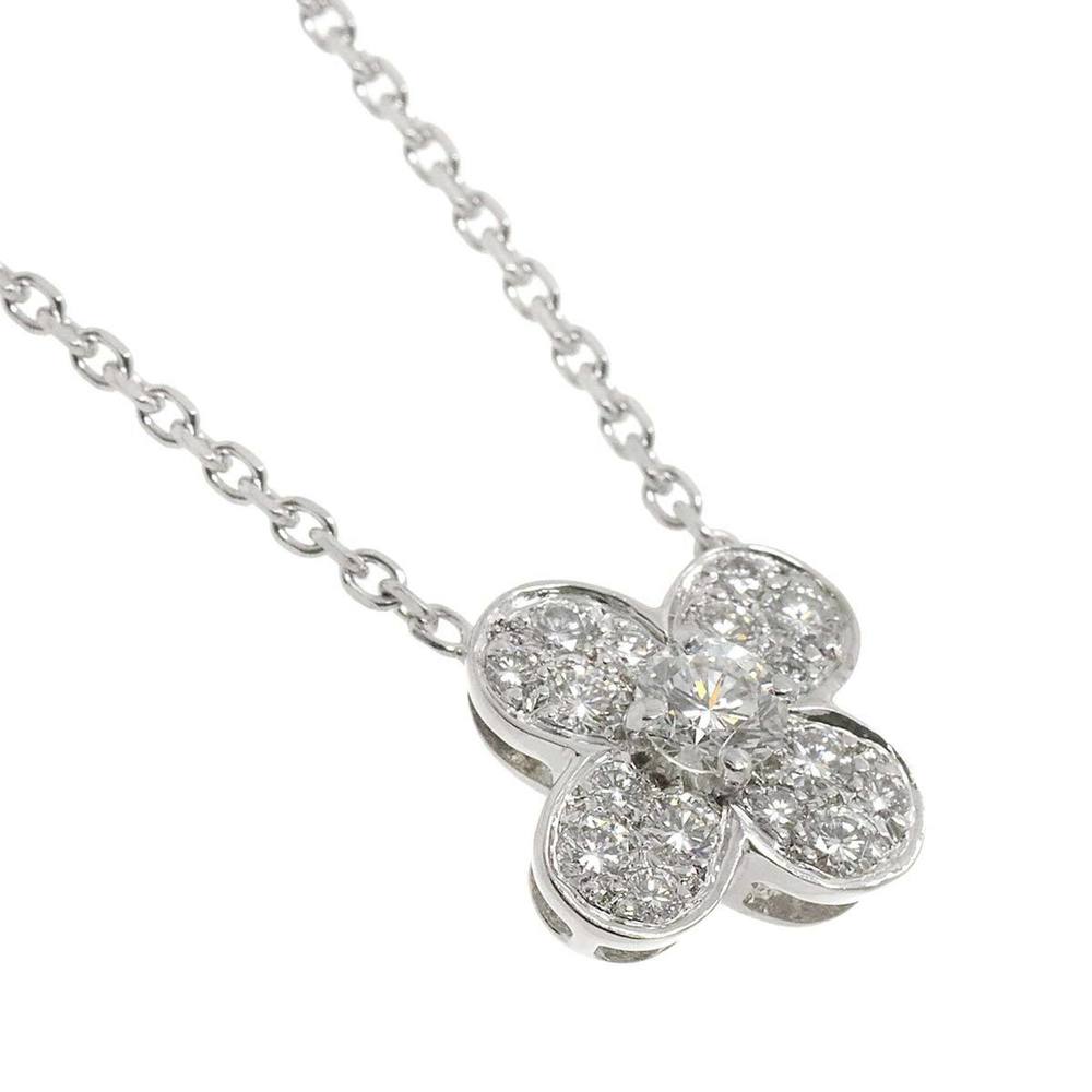 Van Cleef & Arpels Trefle Diamond Necklace 42cm K18 WG White Gold 750 - Picture 3 of 7